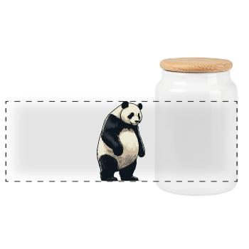 Panda - Panorama Keksdose mit Holzdeckel - Weiß - Vorne