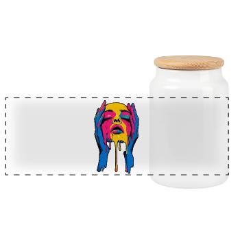 Melting Face - Panorama Keksdose mit Holzdeckel - Weiß - Vorne