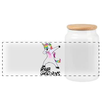 Logo Rave Unicorns Black Text - Panorama Keksdose mit Holzdeckel - Weiß - Vorne