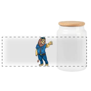 Lion Policier Lunettes de Soleil Police - Boîte à biscuits avec couvercle en bois - blanc - Devant