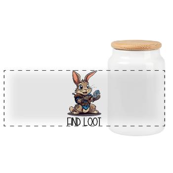 Je trouve du butin – Dessin animé du Chevalier Lapin - Boîte à biscuits avec couvercle en bois - blanc - Devant