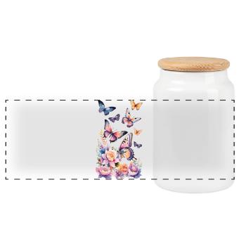 Magic of Butterflies - Art, Colors and Elegance - Panoramic Cookie Jar with Wooden Lid - white - Front