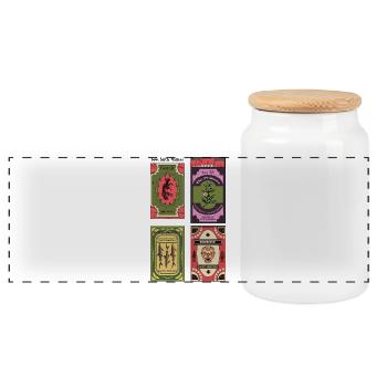 Streicholzschachteln_Collection Print - Panoramic Cookie Jar with Wooden Lid - white - Front