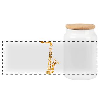 Saxophone Pixel Art - Panoramic Cookie Jar with Wooden Lid - white - Front
