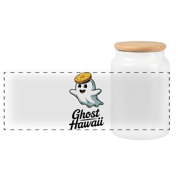 Hawaï fantôme - Boîte à biscuits avec couvercle en bois - blanc - Devant