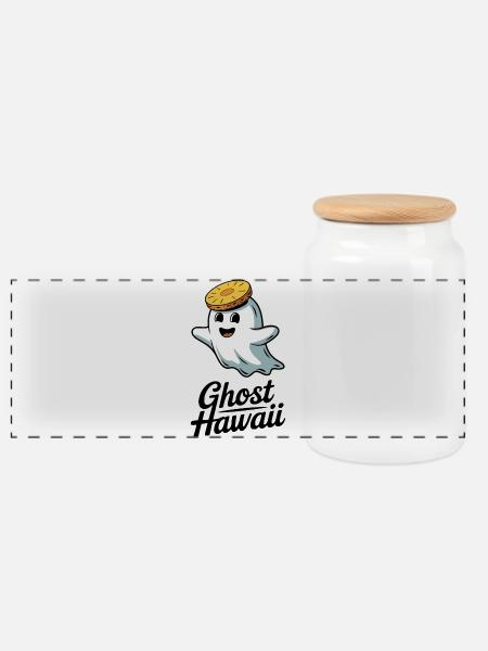Ghost Hawaii - Panorama Keksdose mit Holzdeckel - Weiß