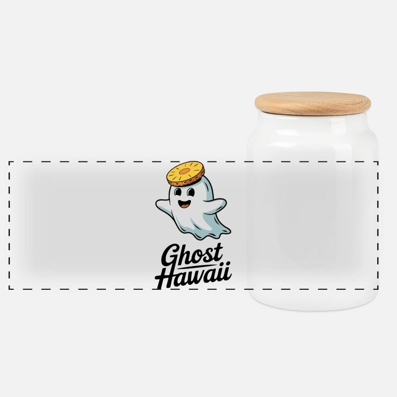 Ghost Hawaii - Panorama Keksdose mit Holzdeckel - Weiß