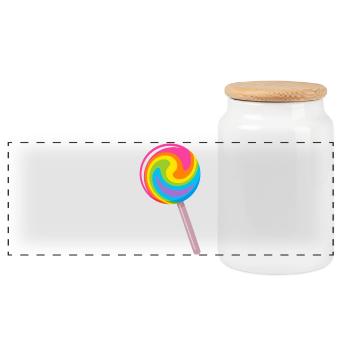 Colourful spiral lollipop in rainbow colours - Panoramic Cookie Jar with Wooden Lid - white - Front