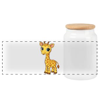 Bébés girafes - Boîte à biscuits avec couvercle en bois - blanc - Devant