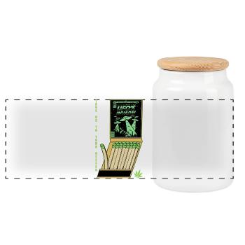 UFO Invasion Vintage Poster Design - Panoramic Cookie Jar with Wooden Lid - white - Front