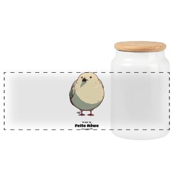Fat Seagull - Panoramic Cookie Jar with Wooden Lid - white - Front