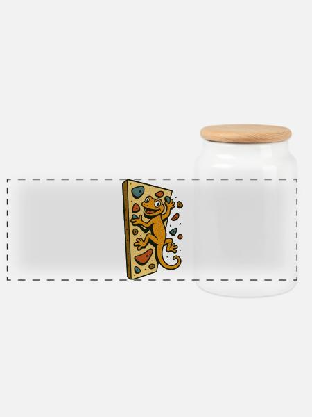 Bouldern Gecko Echse Klettern Retro Geschenk - Panorama Keksdose mit Holzdeckel - Weiß
