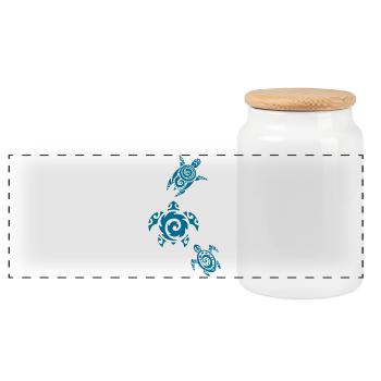 Trois tortues marines bleues - Boîte à biscuits avec couvercle en bois - blanc - Devant