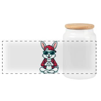 Chill Heart Bunny - Panoramic Cookie Jar with Wooden Lid - white - Front