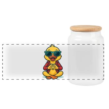 Duckling Heart Beat - Panoramic Cookie Jar with Wooden Lid - white - Front