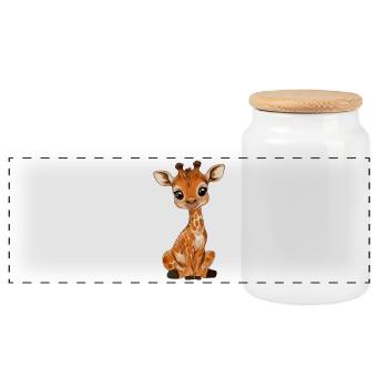 Giraffe - Panorama Keksdose mit Holzdeckel - Weiß - Vorne