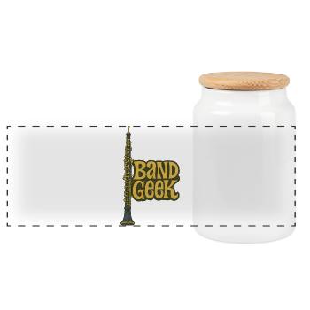 Retro Music Band Oboe Band Geek - Panoramic Cookie Jar with Wooden Lid - white - Front