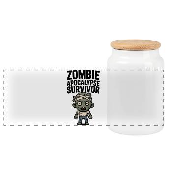 Zombie Apocalypse Überlebender - Panorama Keksdose mit Holzdeckel - Weiß - Vorne