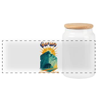 Berlin - JEWISH MUSEUM - Urban Retro Dreams - Panoramic Cookie Jar with Wooden Lid - white - Front