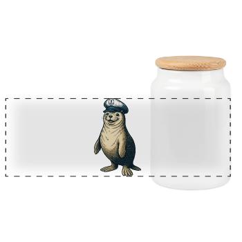 Sceau avec casquette de capitaine - Boîte à biscuits avec couvercle en bois - blanc - Devant