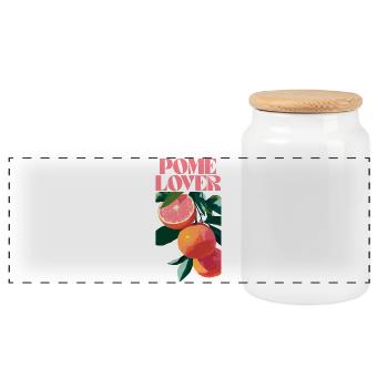 Pomelo Lover Botanical Design - Panoramic Cookie Jar with Wooden Lid - white - Front