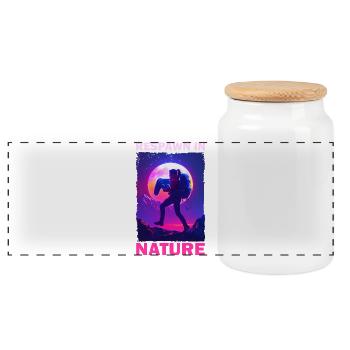 Adventurous gaming natural scenery - Panoramic Cookie Jar with Wooden Lid - white - Front