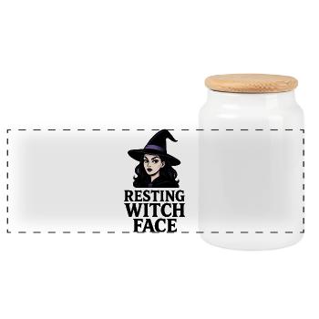Repos Sorcière Visage Sarcastique Drôle Halloween - Boîte à biscuits avec couvercle en bois - blanc - Devant