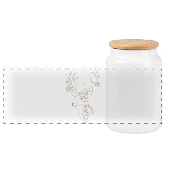 Elegant deer with floral decoration - Panoramic Cookie Jar with Wooden Lid - white - Front