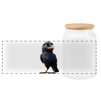 Corbeau, Corbeau, Oiseau, Corbeau Corbeau, Choucas, Corbeau noir - Boîte à biscuits avec couvercle en bois - blanc - Devant