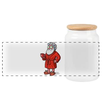 Santa Claus Spa - Panoramic Cookie Jar with Wooden Lid - white - Front