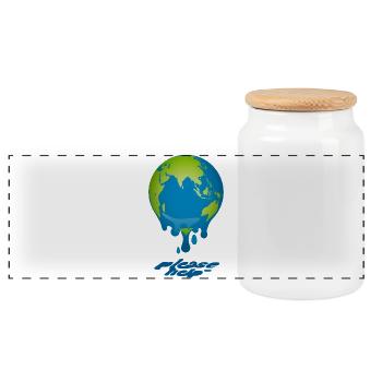 Melting Globe - Panoramic Cookie Jar with Wooden Lid - white - Front