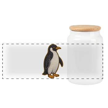Glitzernder Pinguin Sticker - Panorama Keksdose mit Holzdeckel - Weiß - Vorne