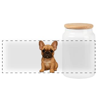 Frans_Bulldog_puppy_lief - Panoramic Cookie Jar with Wooden Lid - white - Front