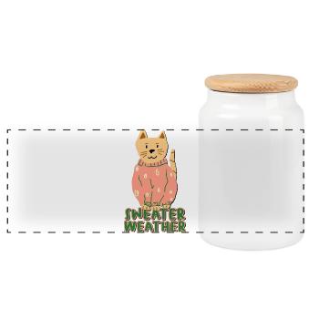 Sweater Weather - Panoramic Cookie Jar with Wooden Lid - white - Front