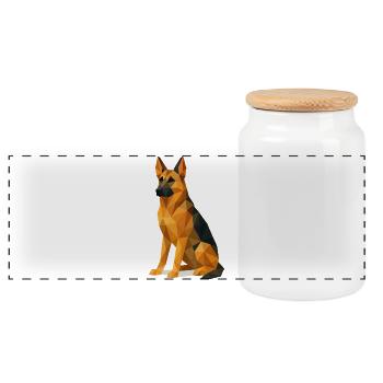 Deutscher Schäferhund in Low Poly - Panorama Keksdose mit Holzdeckel - Weiß - Vorne