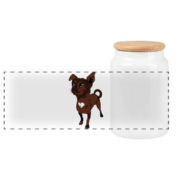 Chihuahua - Boîte à biscuits avec couvercle en bois - blanc - Devant