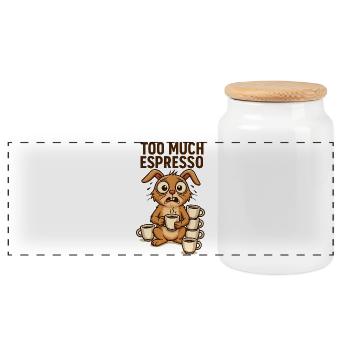 Too Much Espresso Bunny Animals Design Breakfast - Panoramic Cookie Jar with Wooden Lid - white - Front