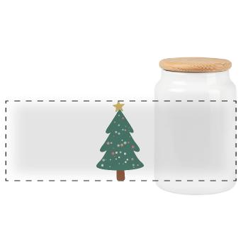 Waldgrüner Weihnachtsbaum mit Punkten - Panorama Keksdose mit Holzdeckel - Weiß - Vorne