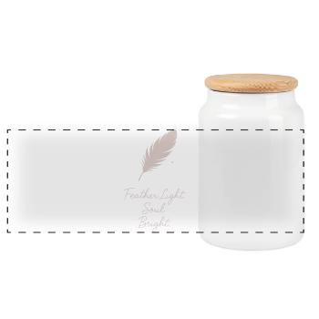 Feather And Dream Boho Festival Spiritual Pattern - Panoramic Cookie Jar with Wooden Lid - white - Front
