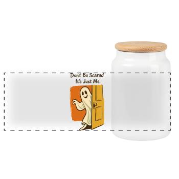 Hab keine Angst, es gibt nur mich, Ghost, Halloween - Panorama Keksdose mit Holzdeckel - Weiß - Vorne