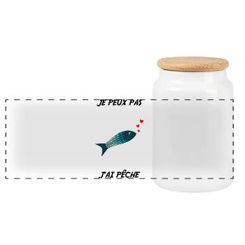 PÊCHE. RETRAITE. RETRAITE. RETRAITEE - Boîte à biscuits avec couvercle en bois - blanc - Devant