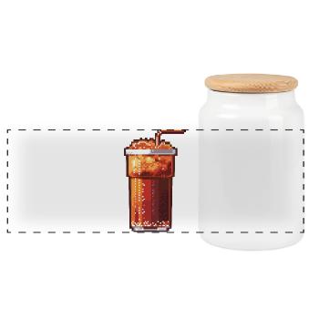 Pixel Cola Glas mit Eis - Panorama Keksdose mit Holzdeckel - Weiß - Vorne