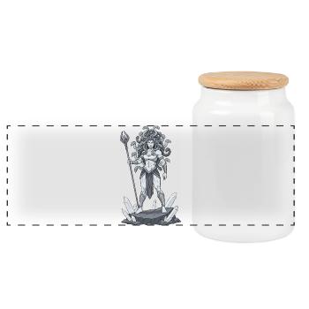 Medusa Warrior with Snake's Head - Panoramic Cookie Jar with Wooden Lid - white - Front