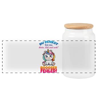 Unicorn Small Sweet and Nice - Panoramic Cookie Jar with Wooden Lid - white - Front
