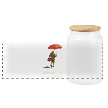 L’appel de la vie – Je suis en route Citation de voyage - Boîte à biscuits avec couvercle en bois - blanc - Devant