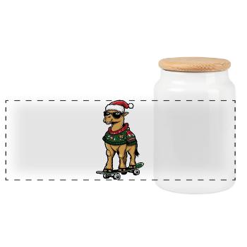 Camel Noël drôle - Boîte à biscuits avec couvercle en bois - blanc - Devant