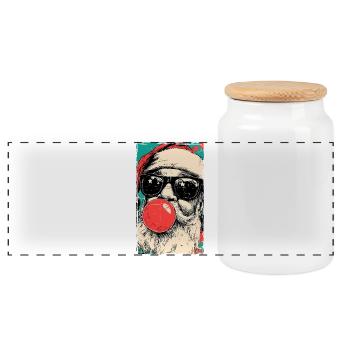 Père Noël Portrait Noël Drôle - Boîte à biscuits avec couvercle en bois - blanc - Devant
