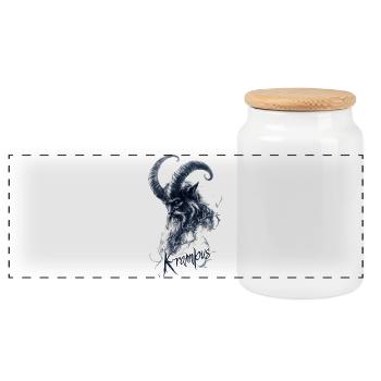 Krampus – design sombre en noir et blanc, coutumes - Boîte à biscuits avec couvercle en bois - blanc - Devant