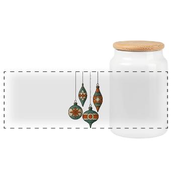 Christmas Baubles - Merry Christmas - Panoramic Cookie Jar with Wooden Lid - white - Front