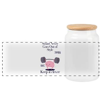 Anti Brainrot - Panoramic Cookie Jar with Wooden Lid - white - Front